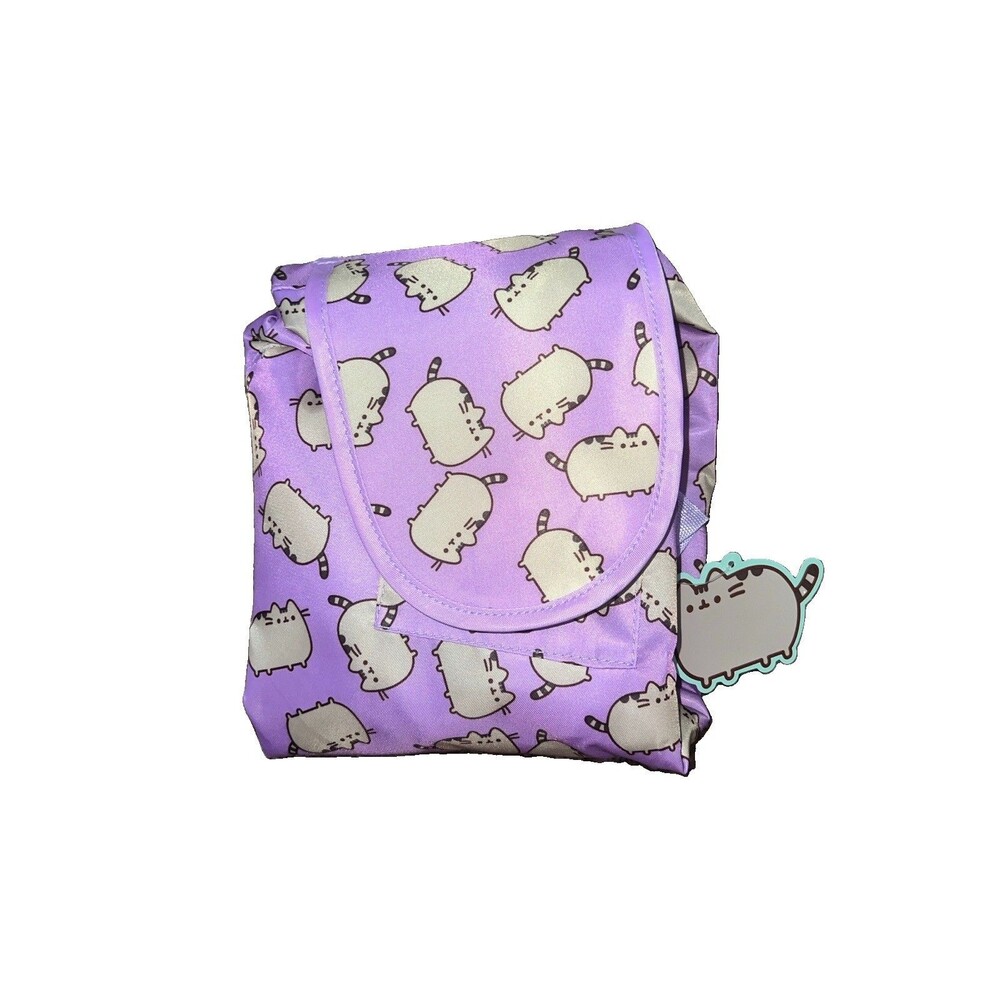 Pusheen Exclusive Waterproof Drawstring Pouch With Flap Toiletries Bag Purple